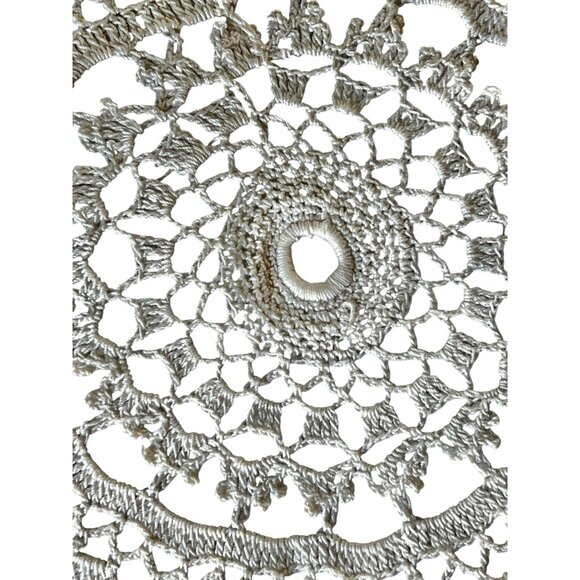 Handmade 22" Diameter Crocheted Cotton Doily - Picture 4 of 12